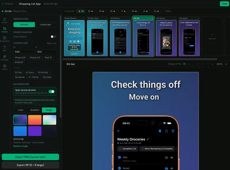 Mockstand editor - device frame, canvas, and layer controls
